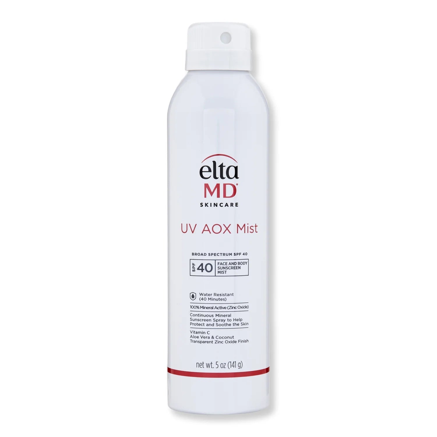 EltaMD UV AOX Mist SPF 40 sunscreen spray bottle - face and body protection"