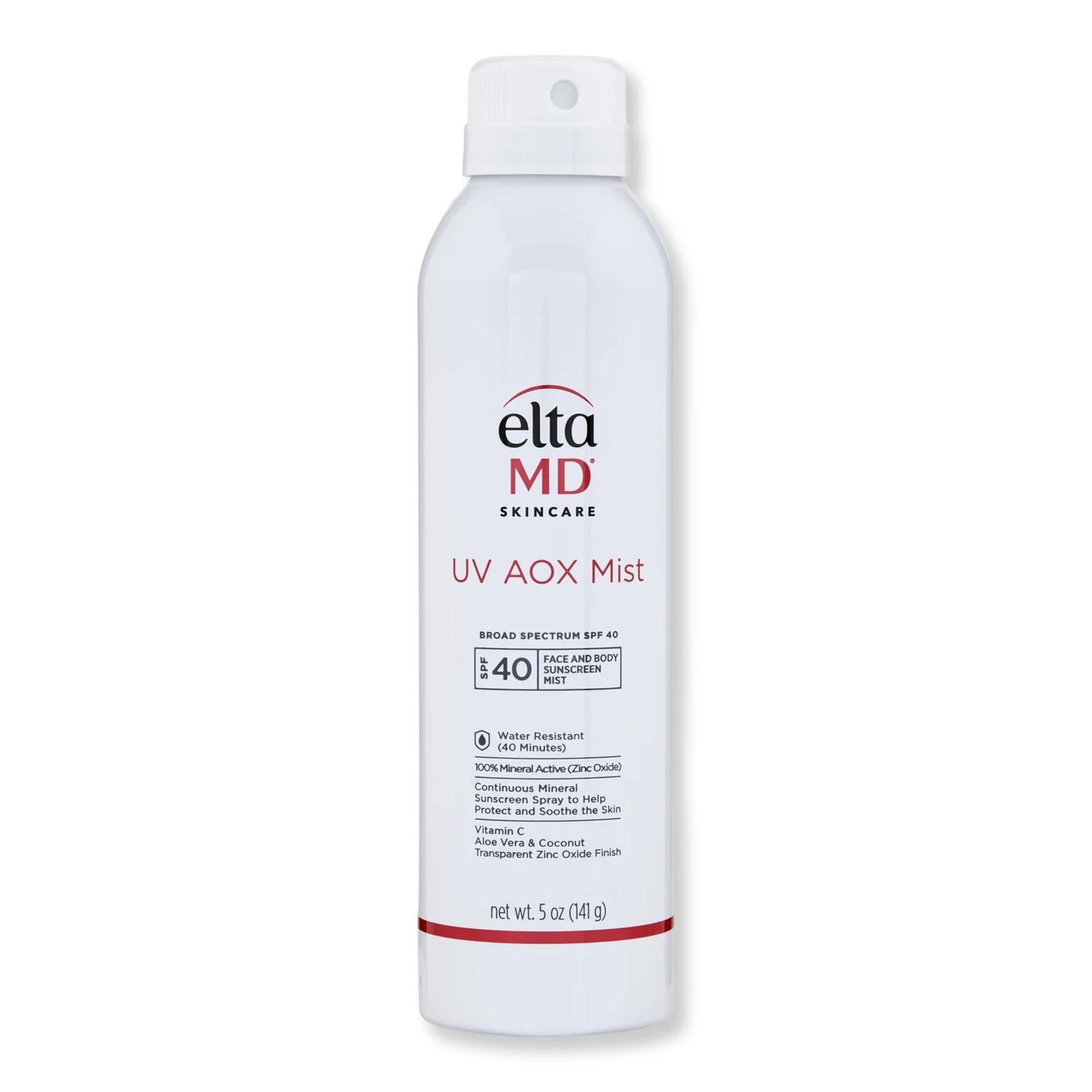 EltaMD UV AOX Mist SPF 40 sunscreen spray bottle - face and body protection"