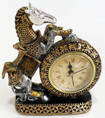 DESK TABLE ANTIQUE STYLE CLOCK WITH RISING HORSE STATUE BATTERY OPERATED