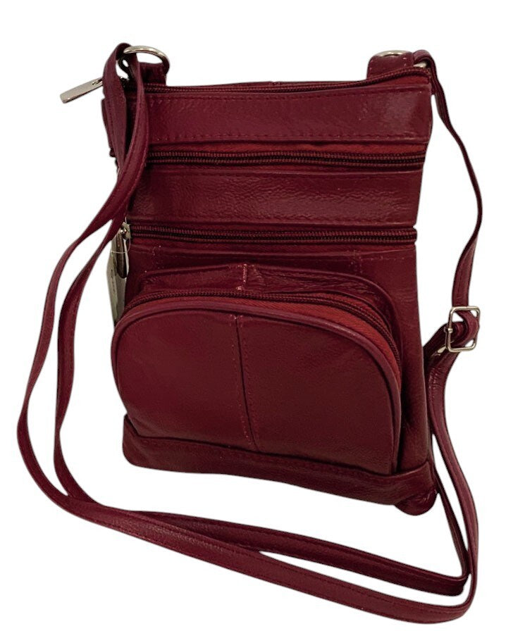 New Dark Red Small Leathers Crossbody Messenger Purse Bag  Adjustable Strap