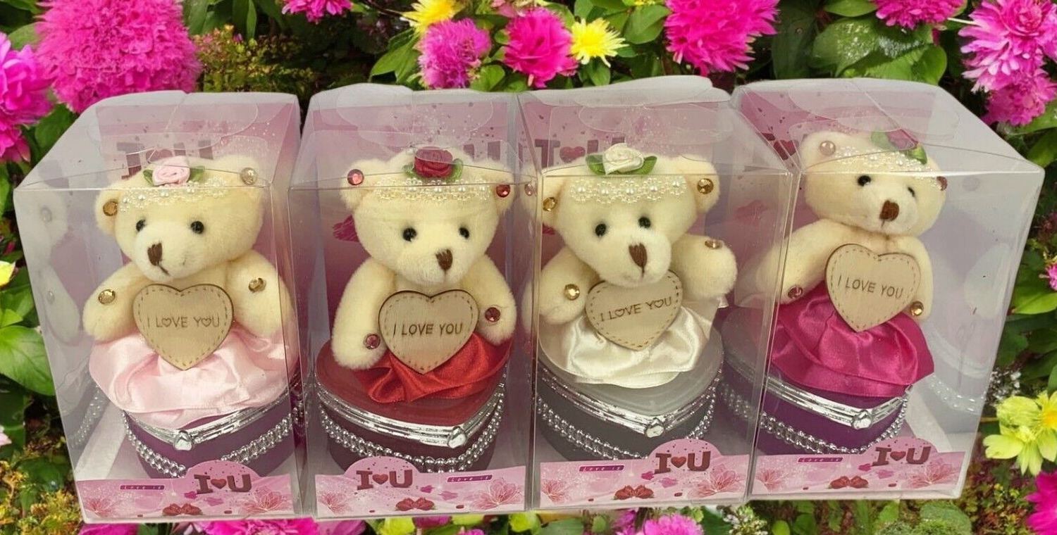 I Love You Bear With Heart Shaped Jewelry Gift Boxes SET OF 4 as On The Pictures