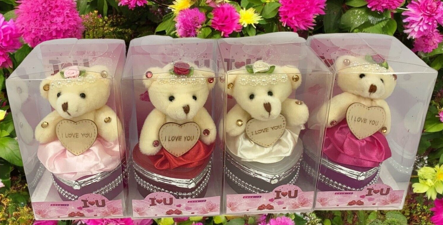 I Love You Bear With Heart Shaped Jewelry Gift Boxes SET OF 4 as On The Pictures