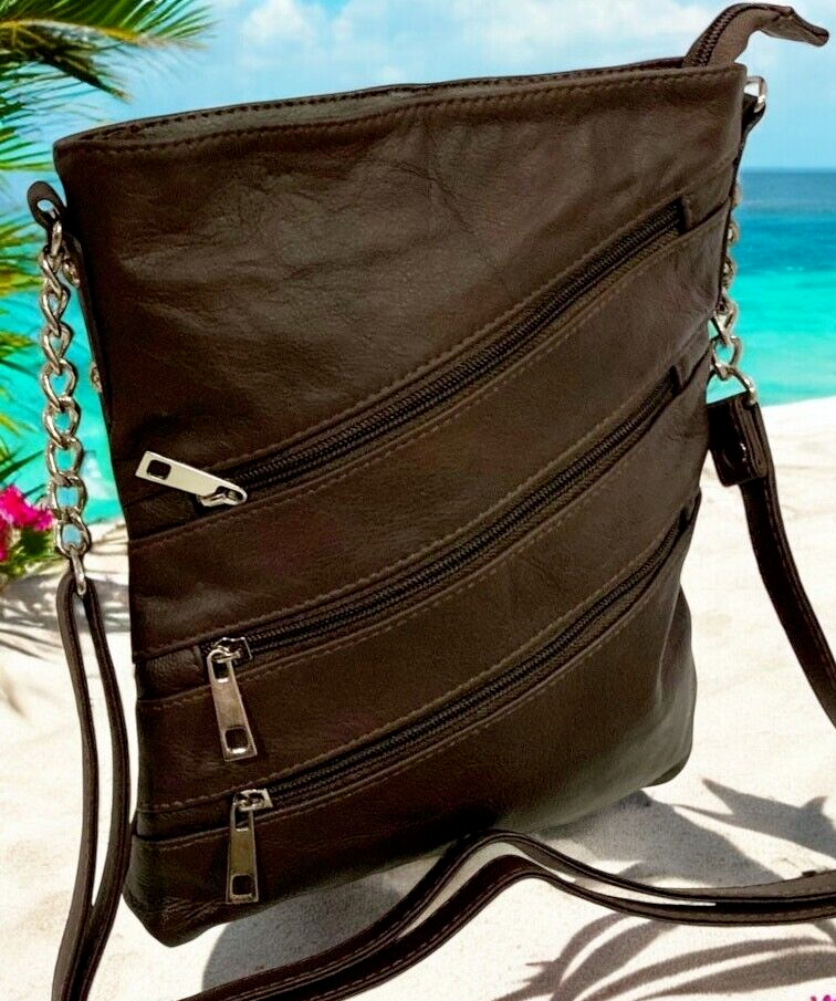 BROWN LARGE SOFT LEATHER MESSENGER SHOULDER BAG CROSS BODY SATCHEL FOR MEN/WOMEN