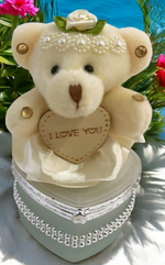 I Love You Bear With Heart Shaped Jewelry Gift Box White