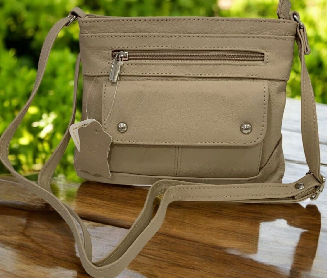 Ivory Cowhide Leather Small Handbag Crossbody Shoulder Bag  Purse for Women
