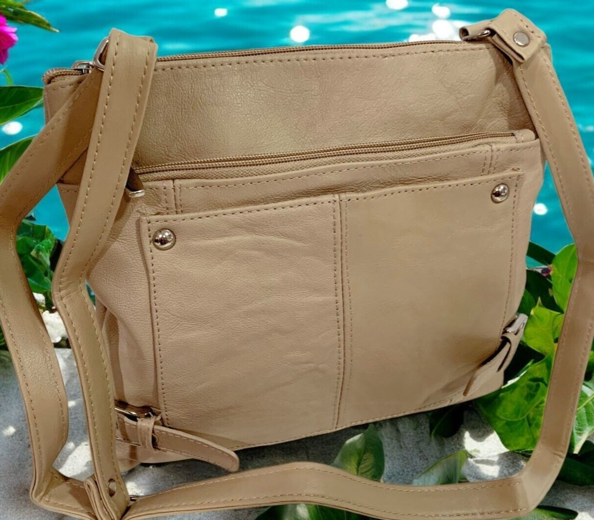 IVORY WOMEN MEDIUM COWHIDE LEATHER CROSS BODY SHOULDER BAG HANDBAG PURSE HOBO