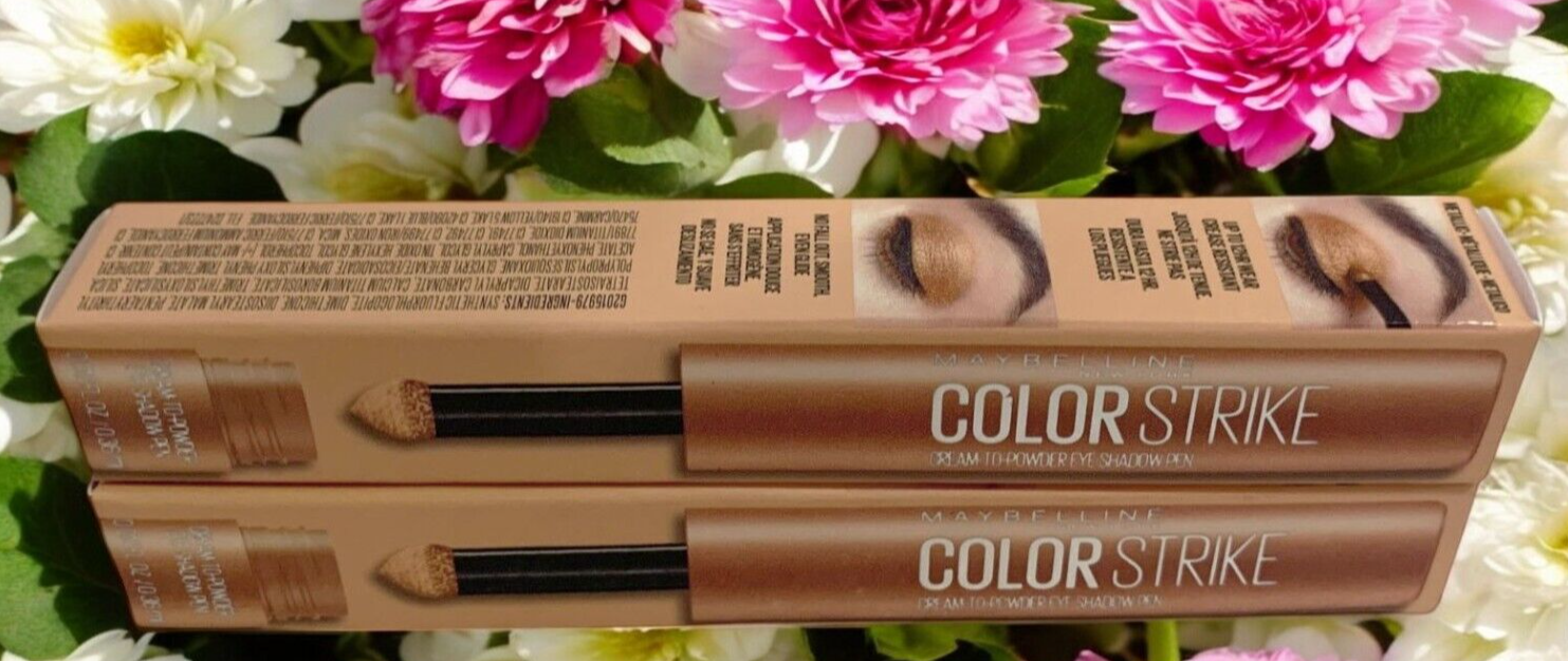 2- MAYBELLINE COLOR STRIKE CREAM TO POWDER EYE SHADOW PEN 0.012oz 35 Flash Metal