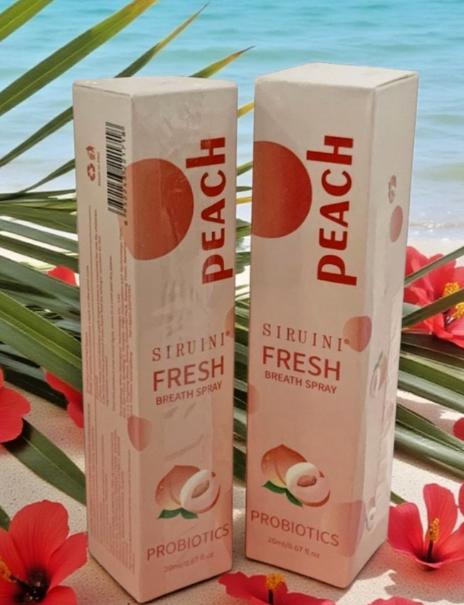 SIRUINI PROBIOTICS FRESH BREATH PEACH MOUTH SPRAY ORAL HEALTH FORMULA 20ml -2 PC