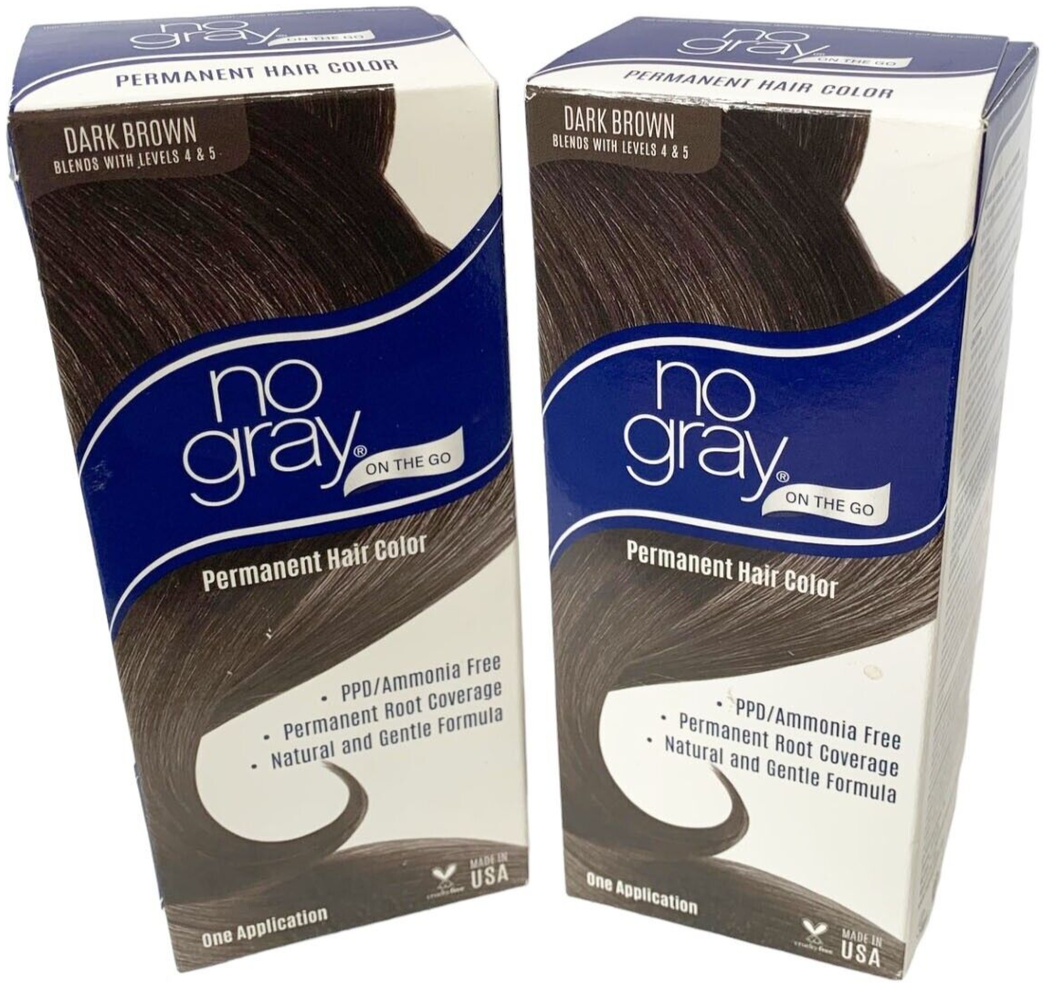 2-No Gray Permanent Root Touch up Ammonia Free DARK BROWN Hair Color NEW IN BOX