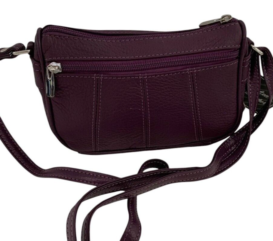 Purple Soft Cowhide Leather Small Handbag Crossbody Shoulder Bag  Purse 4 Women