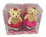 I Love You Bear With Heart Shaped Jewelry Gift Boxes SET OF 2 Red and Fuchsia