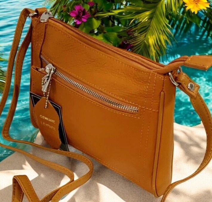 New Orange Cowhide Leather Small Handbag Crossbody Shoulder Bag  Purse for Women