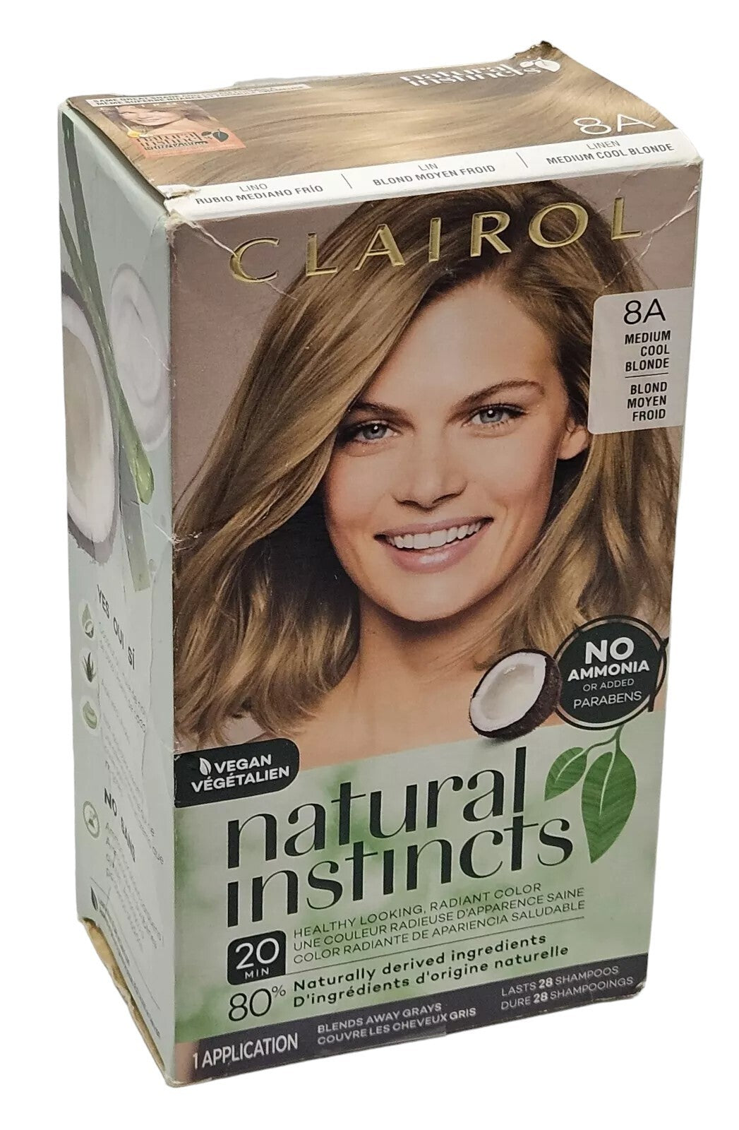 3-New Natural Instincts Clairol Non-Permanent Hair Color-8A MEDIUM COOL BLONDE