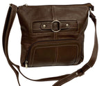 BROWN WOMEN MEDIUM COWHIDE LEATHER CROSS BODY SHOULDER BAG HANDBAG PURSE HOBO