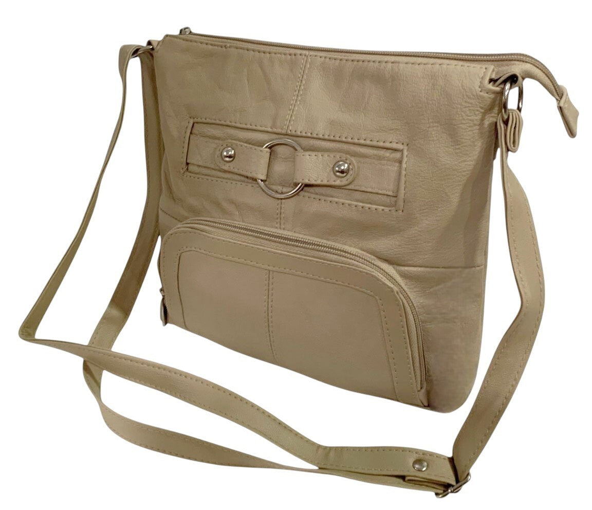 IVORY WOMEN MEDIUM COWHIDE LEATHER CROSS BODY SHOULDER BAG HANDBAG PURSE HOBO