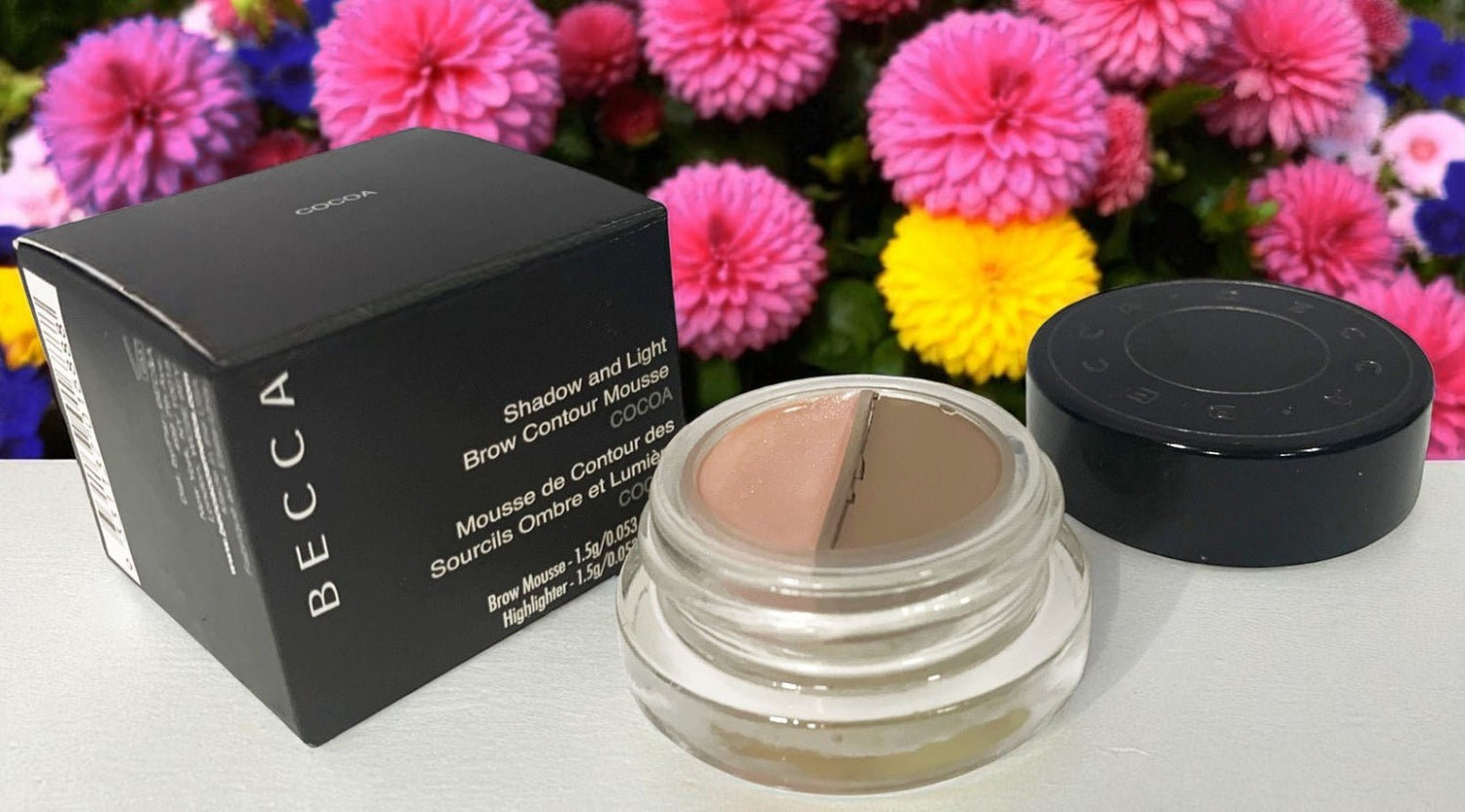 BECCA SHADOW AND LIGHT BROW CONTOUR MOUSSE COCOA 0.053OZ  HIGHLIGHTER 0.053OZ
