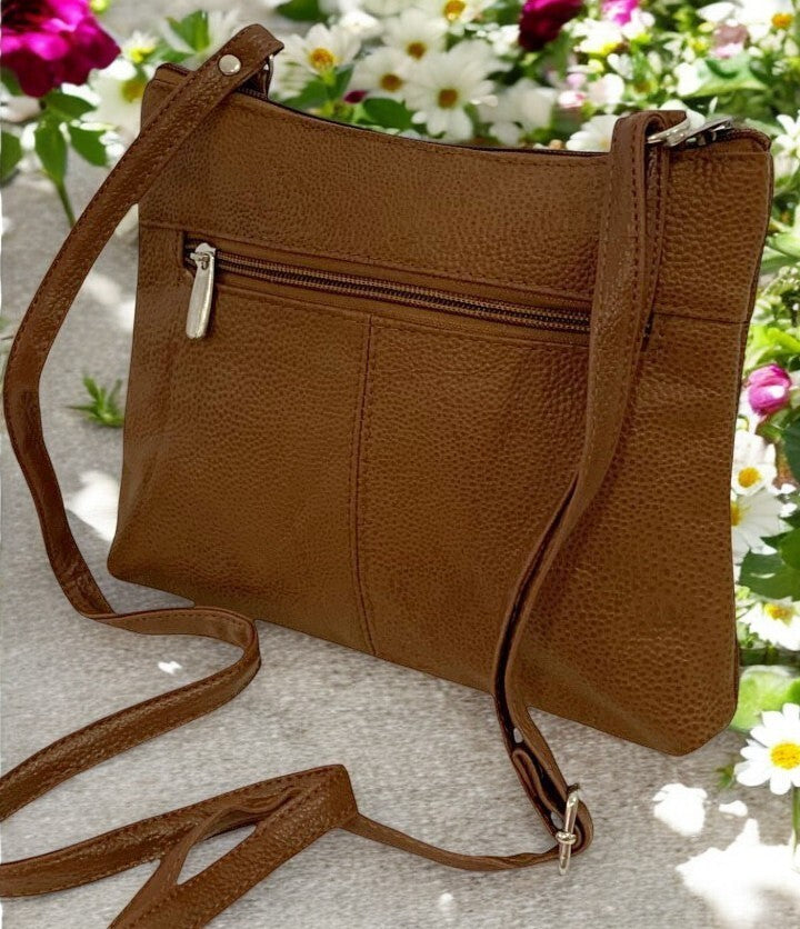 Brown Lt Cowhide Leather Small Handbag Crossbody Shoulder Bag  Purse for Women