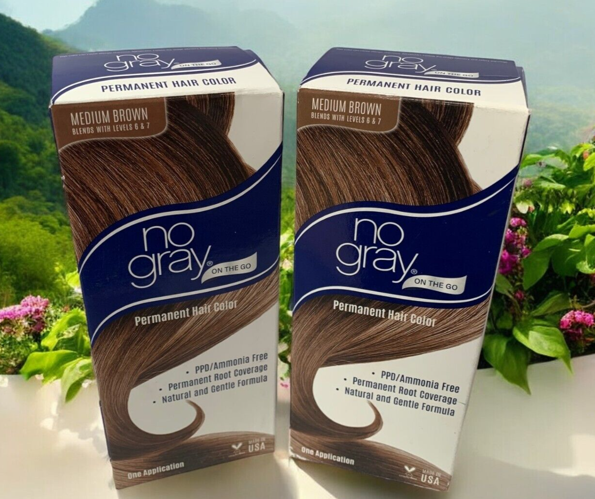 2-No Gray Permanent Root Touch up Ammonia Free MEDIUM BROWN Hair Color NIB