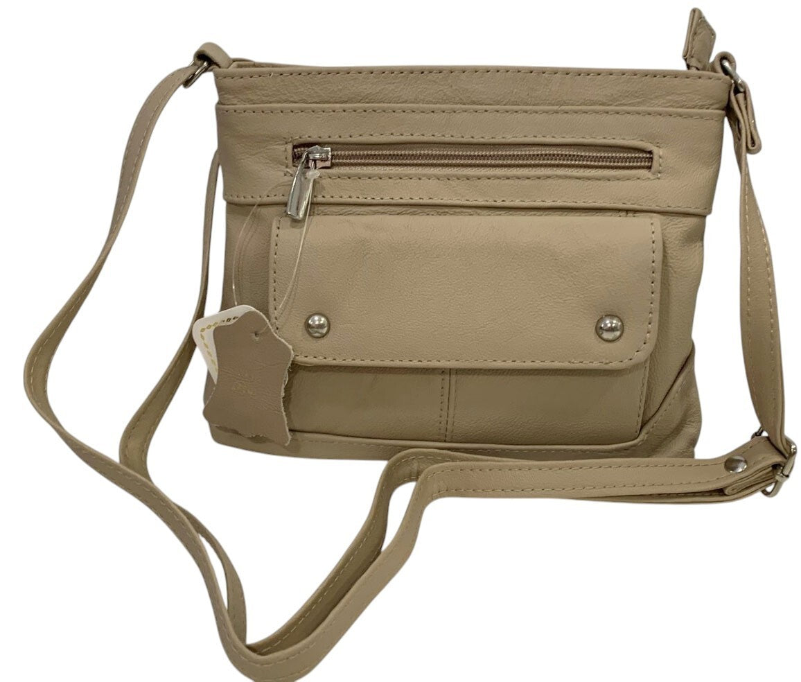 Ivory Cowhide Leather Small Handbag Crossbody Shoulder Bag  Purse for Women