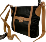 BLACK MEDIUM WOMEN COWHIDE LEATHER CROSS BODY SHOULDER MESSENGER BAG SATCHEL