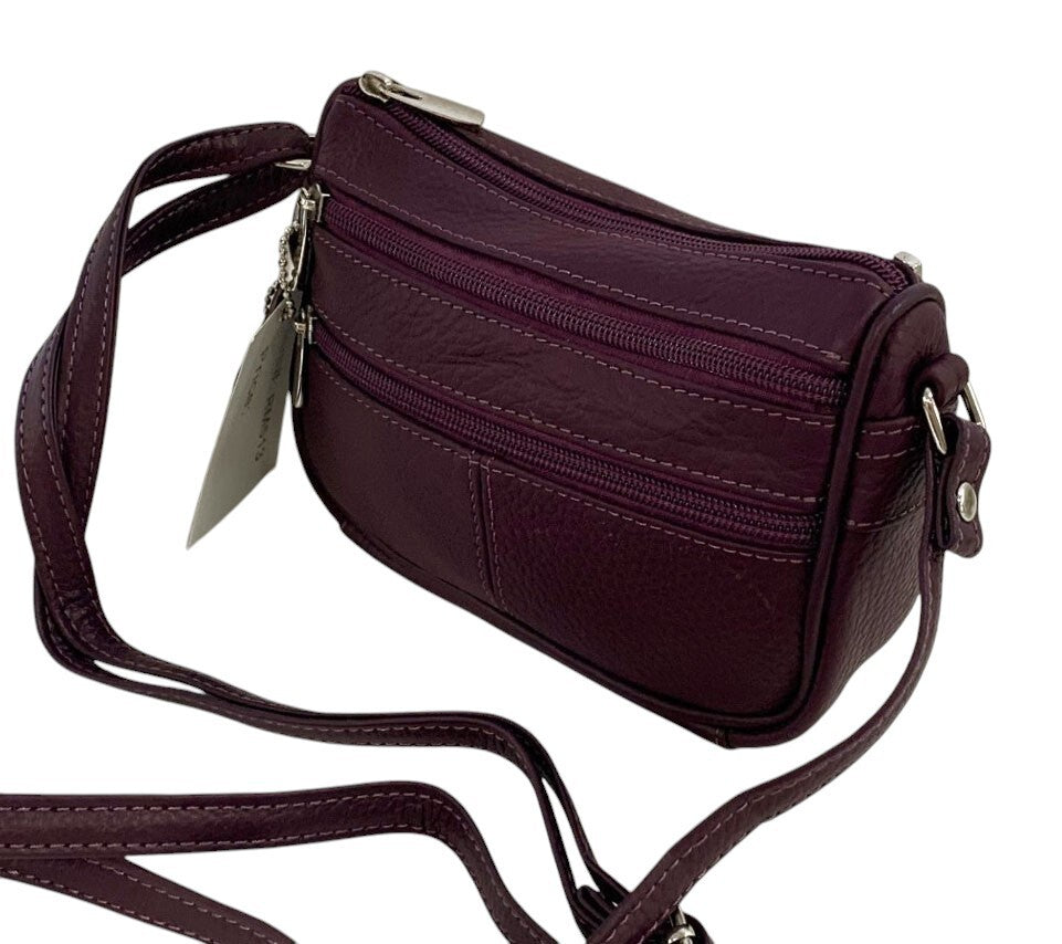 Purple Soft Cowhide Leather Small Handbag Crossbody Shoulder Bag  Purse 4 Women
