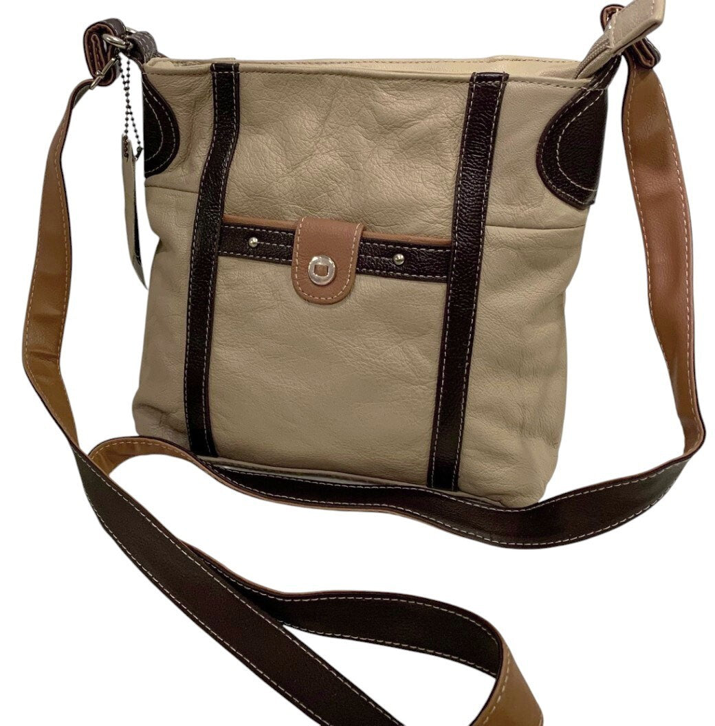 IVORY WOMENS MEDIUM COWHIDE LEATHER CROSS BODY SHOULDER MESSENGER BAG HANDBAG