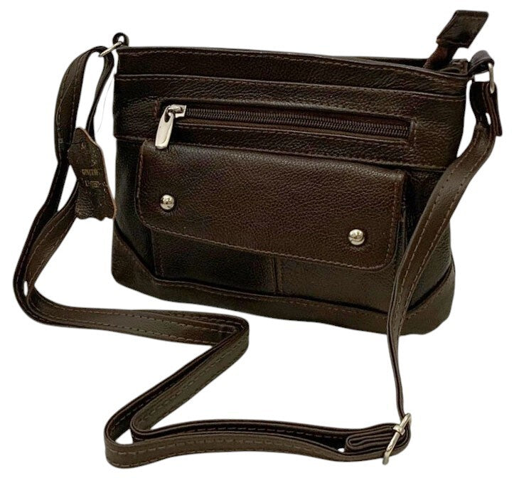 Brown Cowhide Leather Small Handbag Crossbody Shoulder Bag  Purse for Women
