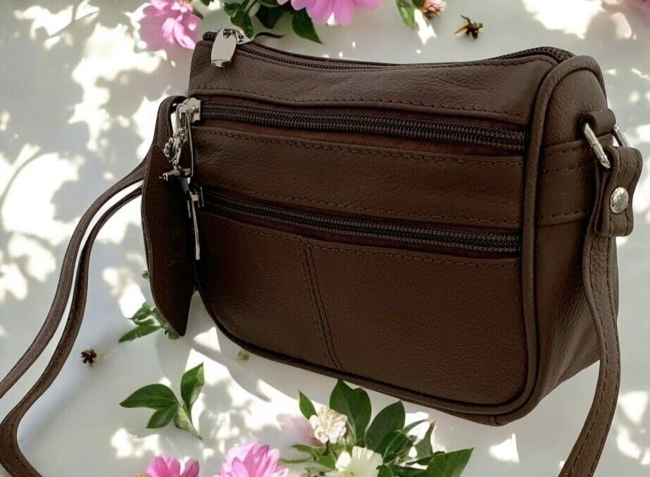 Brown Soft Cowhide Leather Small Handbag Crossbody Shoulder Bag  Purse for Women