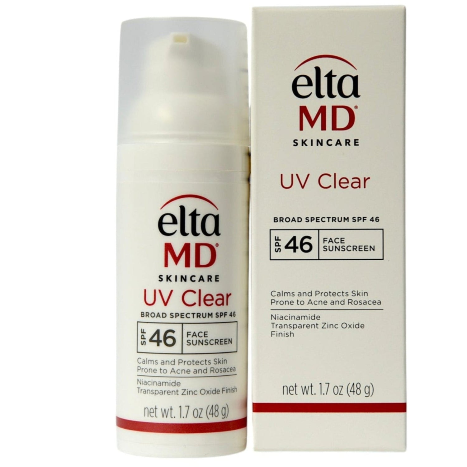 Elta MD UV Clear sunscreen bottle and packaging on a white background