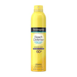 Neutrogena Beach Defense sunscreen spray bottle on a white background