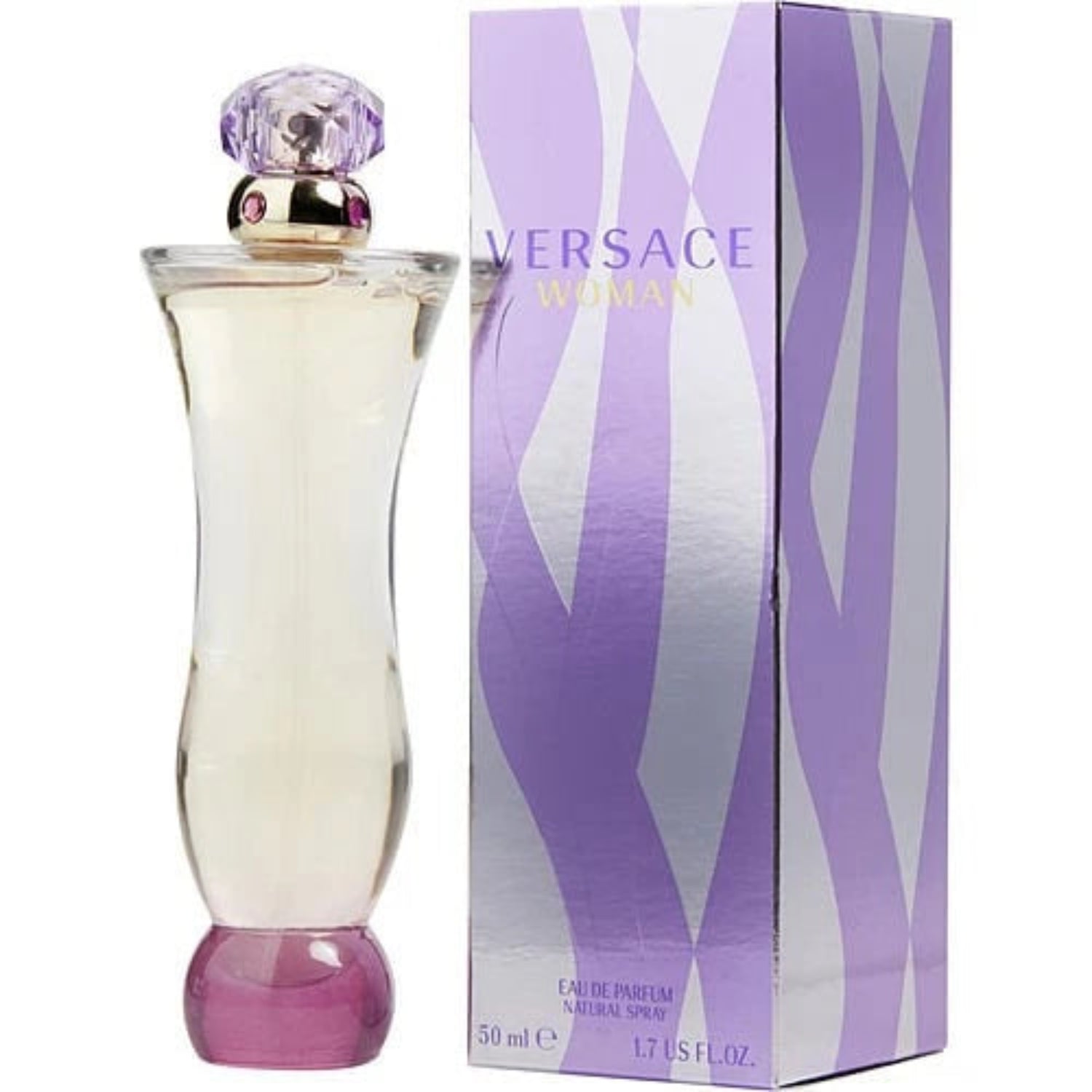 Versace perfume bottle and packaging on a white background