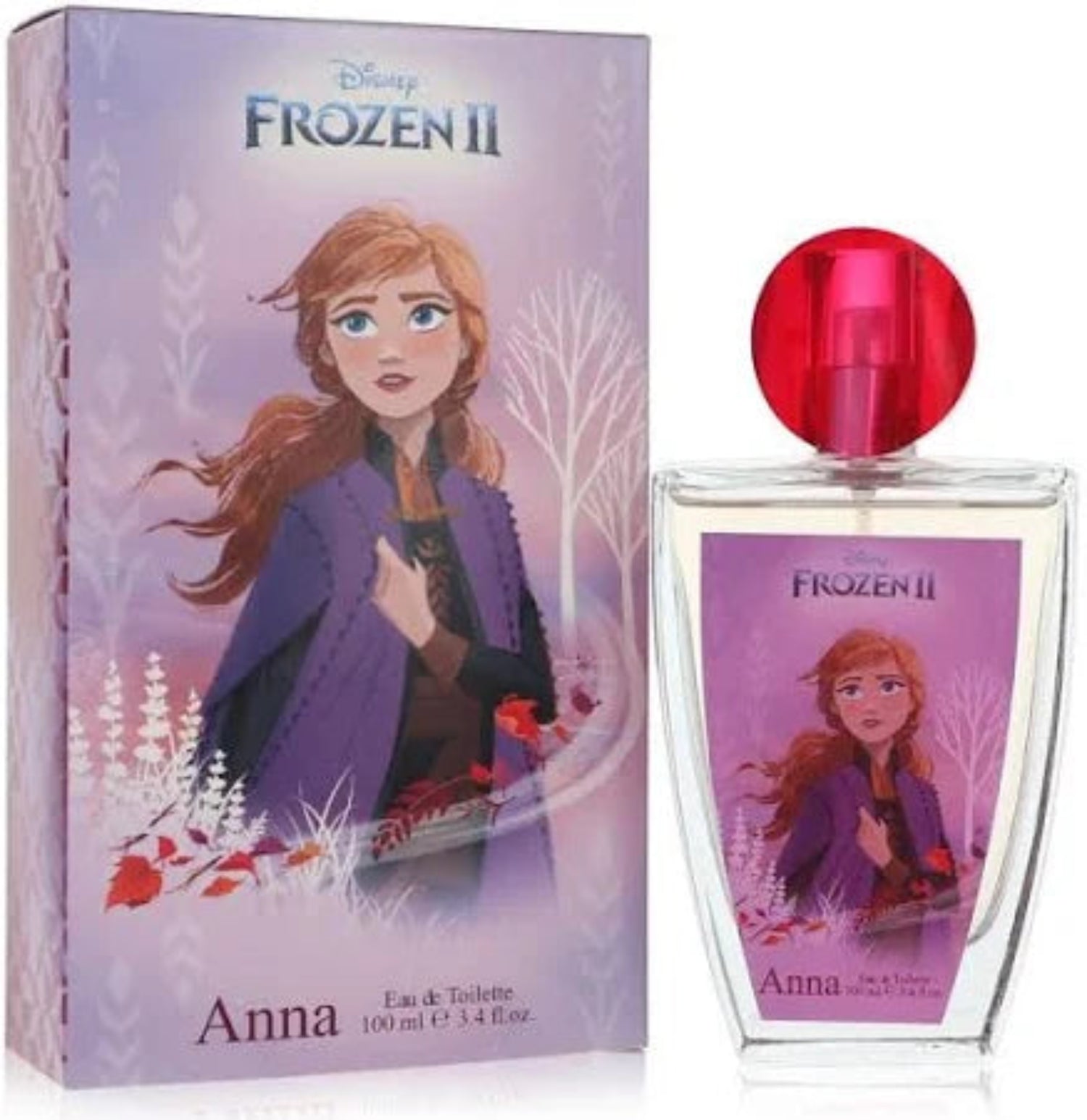 Disney Frozen II Anna perfume with packaging on a white background