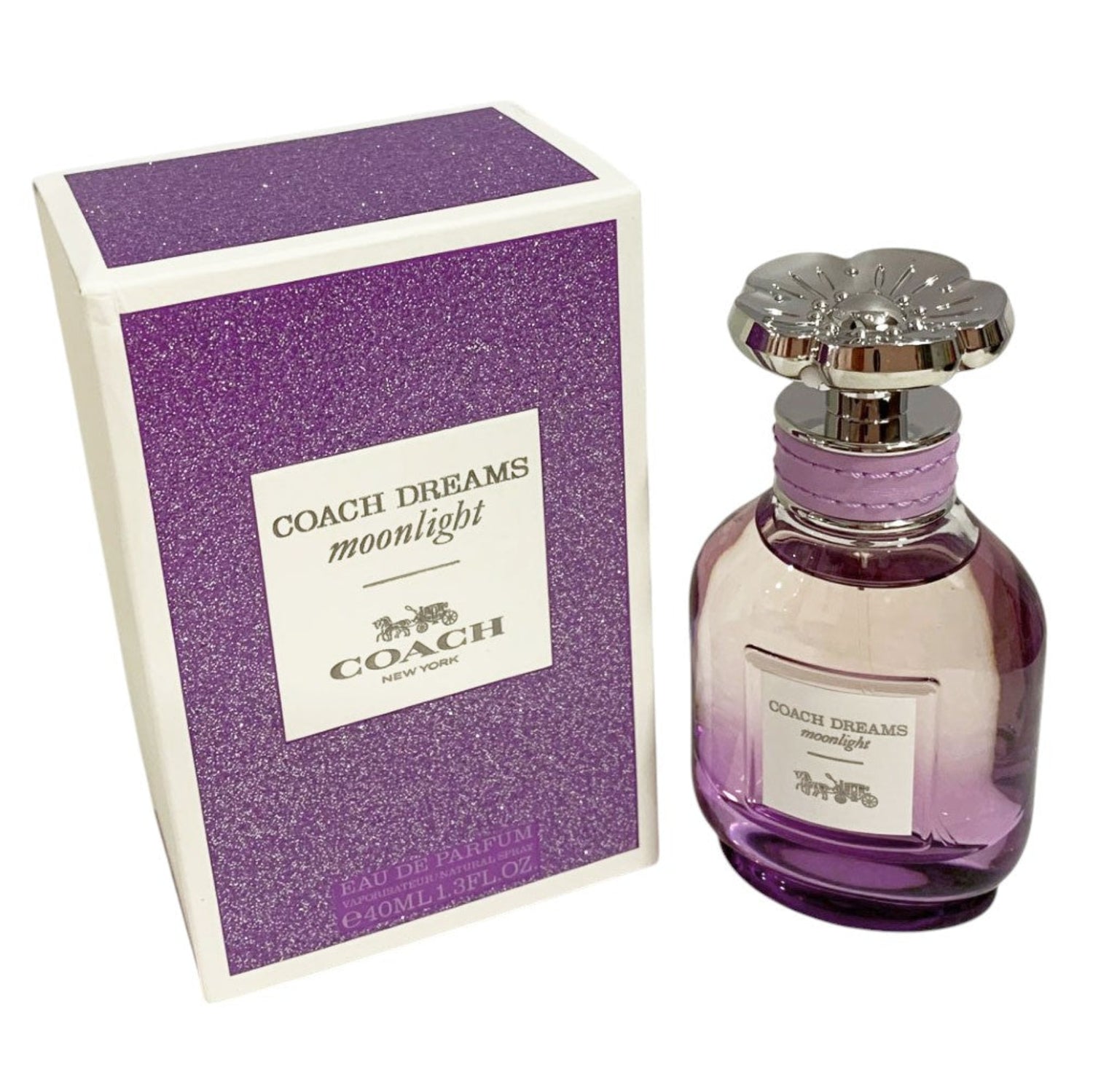 Coach Dreams Moonlight perfume bottle and packaging on a white background