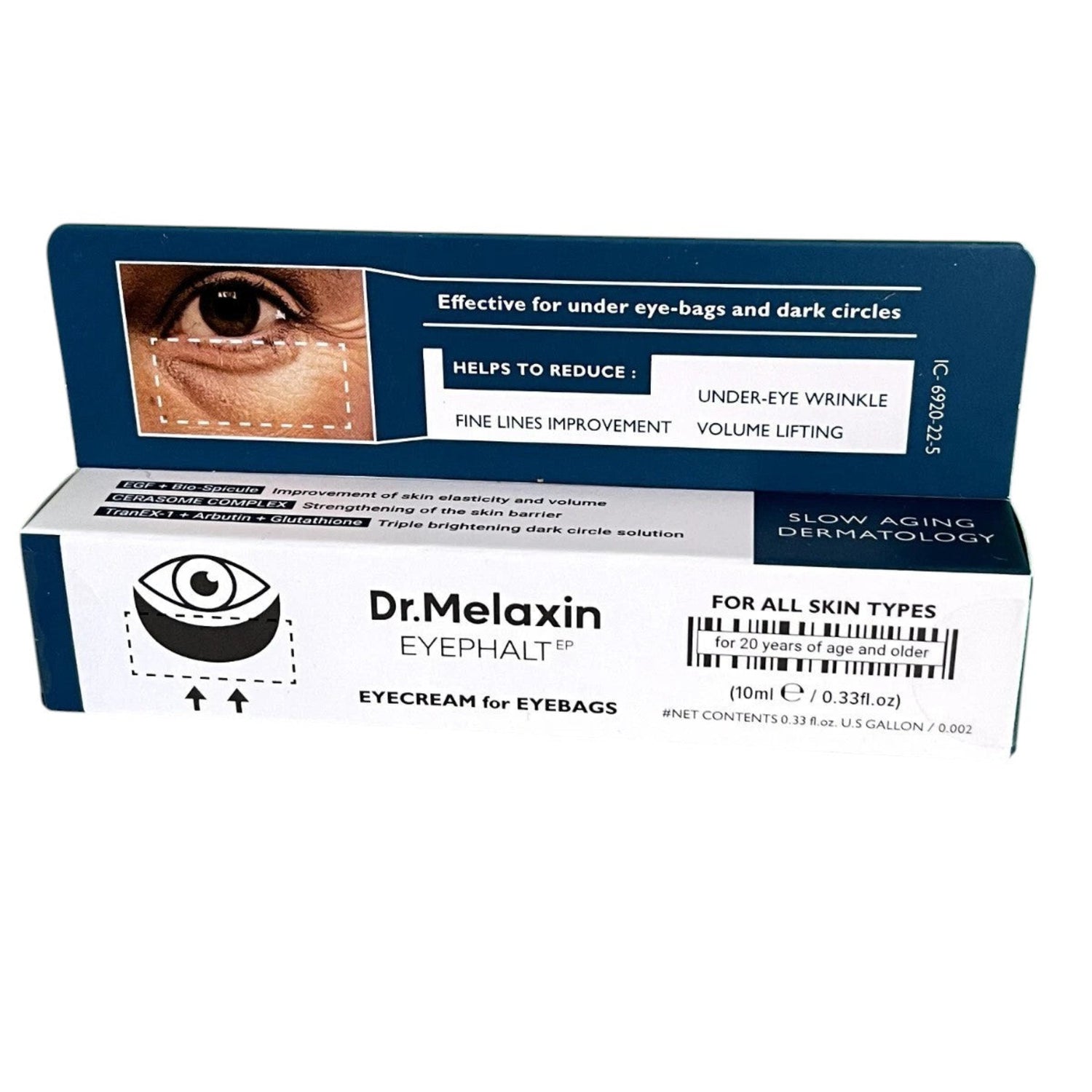 Dr. Melaxin Eyephalt eye cream packaging on a white background