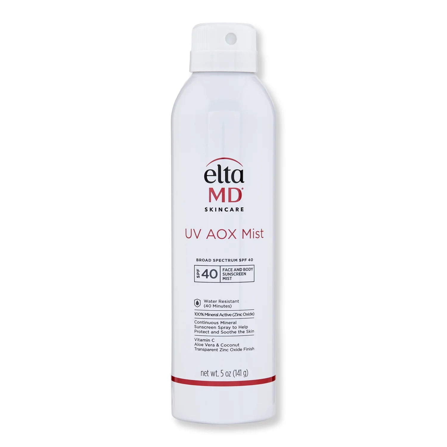 EltaMD UV AOX Mist SPF 40 sunscreen spray bottle - face and body protection"
