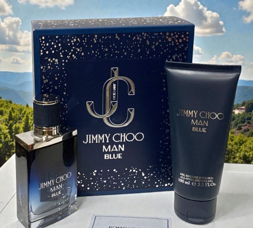 JIMMY CHOO BLUE MEN 2PC GIFT SET-1.7oz  EDT+3.4OZ SHOWER GEL NEW MADE IN FRANCE