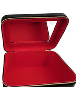 Shiseido New Leather Black/ Red Large Cosmetic Box Carrier With Mirror