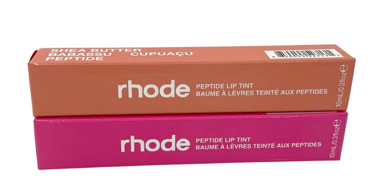 Rhode Peptide Lip Tint 10ml Shea Butter Sheer SET of 2 PEACH PIT & SHORTCAKE