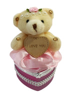 I Love You Bear With Heart Shaped Jewelry Gift Box Pink