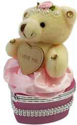 I Love You Bear With Heart Shaped Jewelry Gift Boxes SET OF 2 Red and Pink