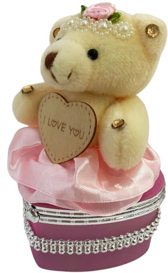 I Love You Bear With Heart Shaped Jewelry Gift Boxes SET OF 2 Red and Pink