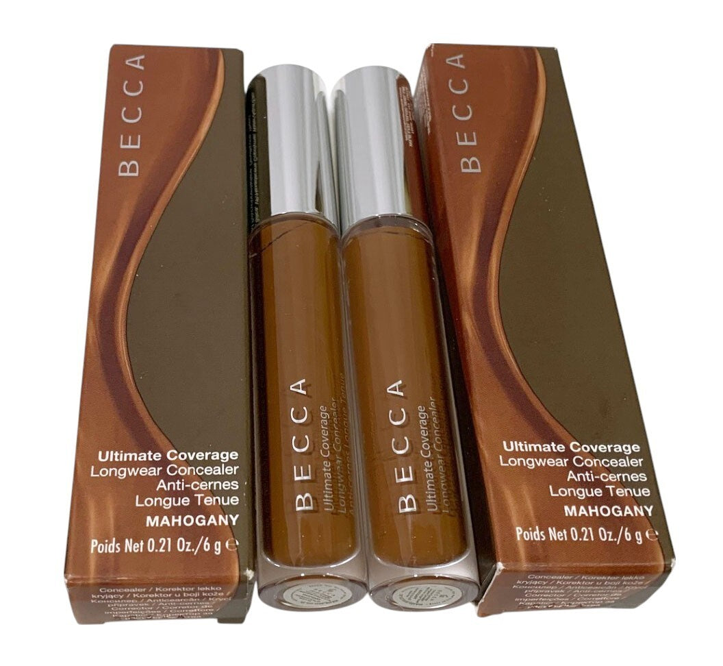 2-BECCA ULTIMATE COVERAGE LONGWEAR CONCEALER - MAHOGANY-0.21oz EACH, NEW IN BOX