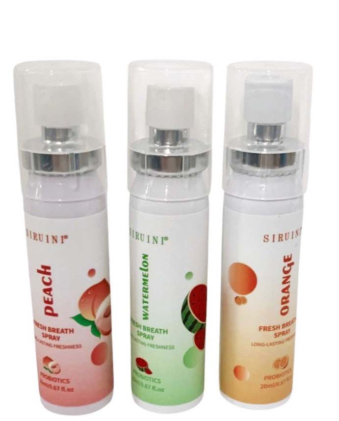 SIRUINI PROBIOTICS FRESH BREATH MOUTH SPRAY PEACH, ORANGE, WATERMALON 20ml-3pack