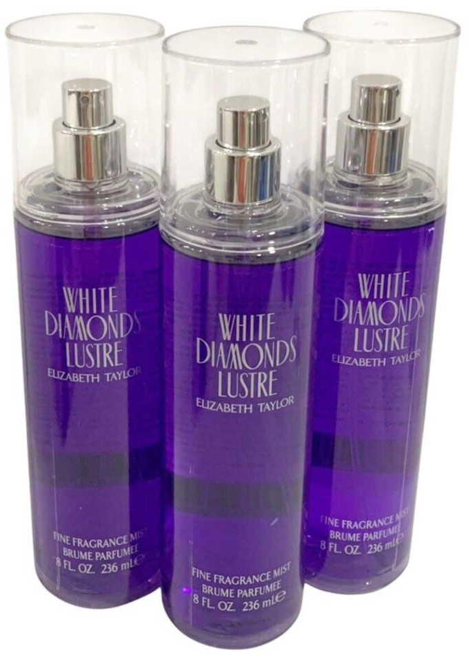 PACK OF 3 WHITE DIAMONDS LUSTRE Elizabeth Taylor Women Fragrance Mist 8.0 oz