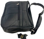 BLACK Leather Organizer Purse Shoulder Bag Multiple Pockets Cross Body Handbag