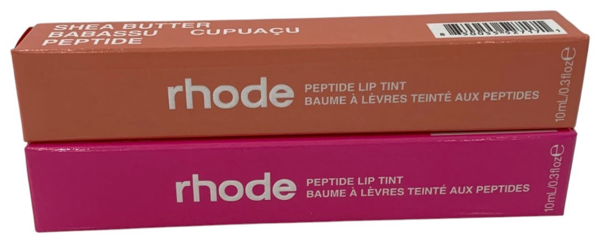 Rhode Peptide Lip Tint 10ml Shea Butter Sheer SET of 2 PEACH PIT & SHORTCAKE