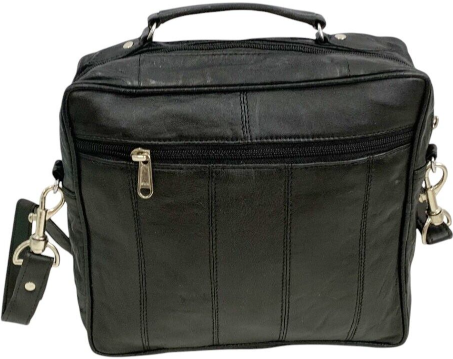 Black Leather Messenger Crossbody Shoulder Bag Organizer Handbag Satchel for Men