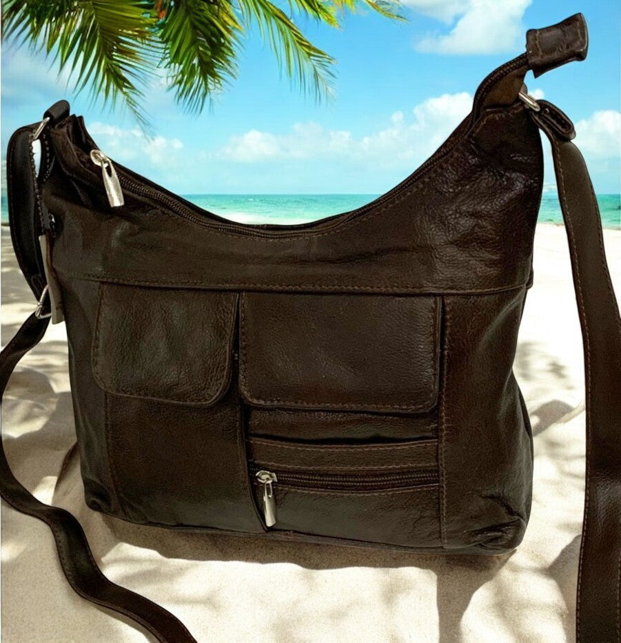Brown Women Vintage Leather Cross Body Shoulder Bag Handbag Purse Hobo Satchel