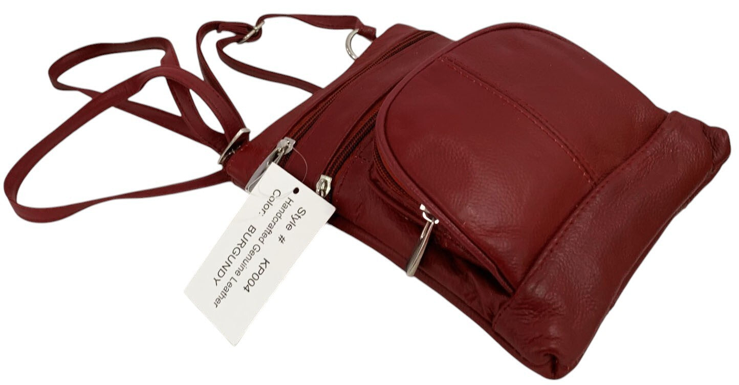 New Dark Red Small Leathers Crossbody Messenger Purse Bag  Adjustable Strap