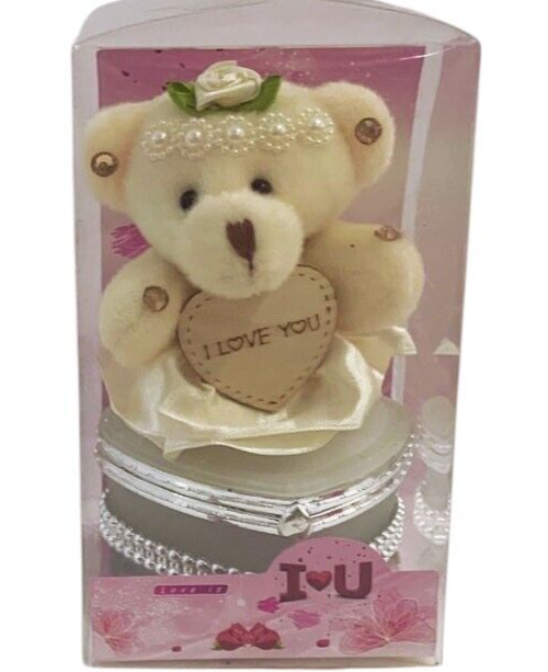 I Love You Bear With Heart Shaped Jewelry Gift Box White